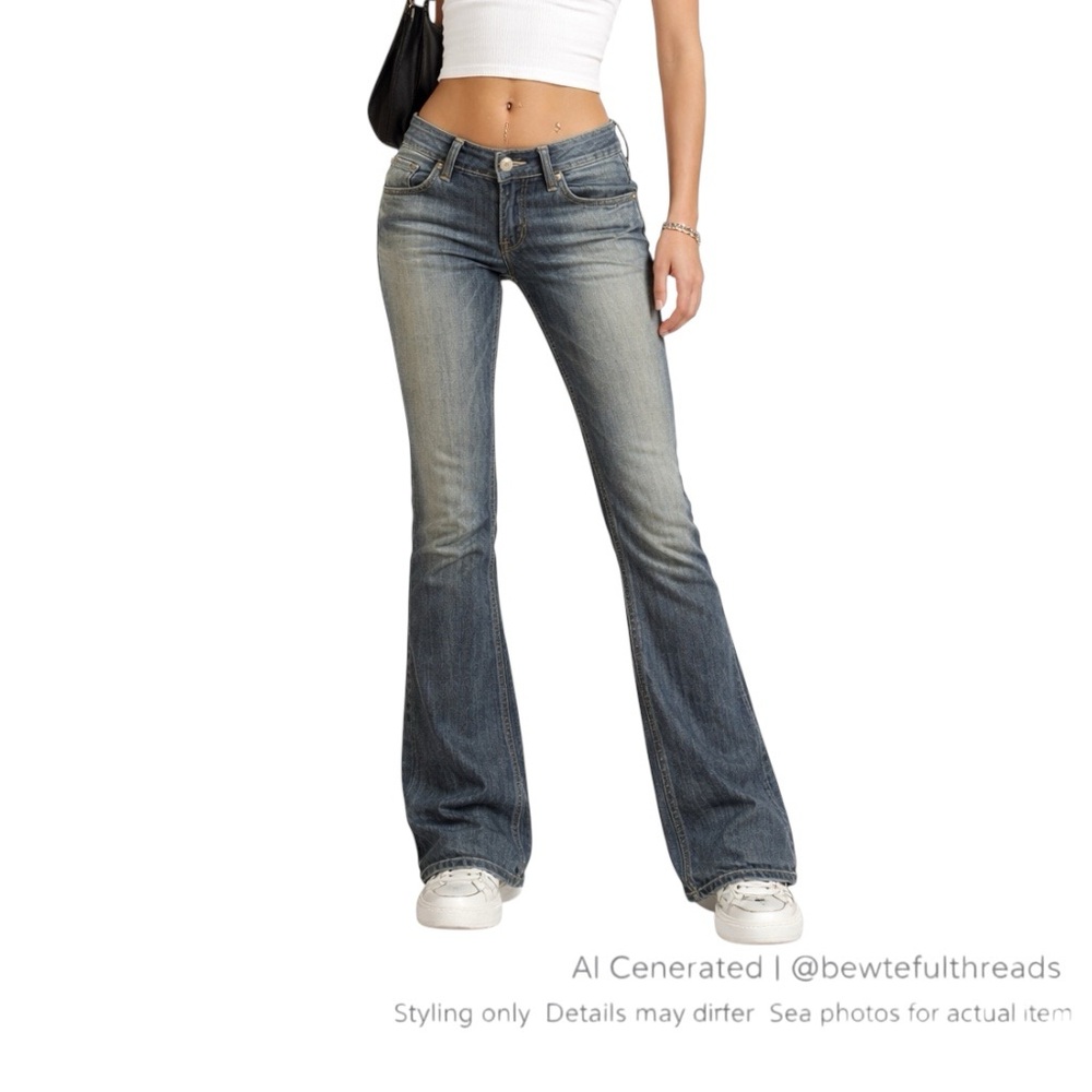 Rock & Republic Low Rise Bootcut Jeans 30 Stretch Denim Y2K Whisker Wash
